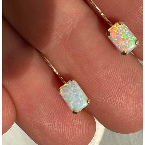 14k Opal Dangle Earrings - Picture 1 of 11